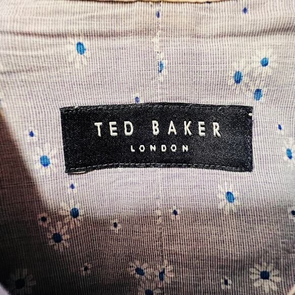 Ted Baker Stripe Shirt Blue Long Sleeve Button Front Size 17 34/35 - Picture 8 of 10
